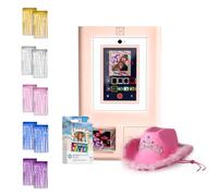 HP Sprocket Cabina fotográfica Impresora instantánea de Color (Rosa) + Papel Zink (100 Hojas) + Fondo fotográfico con Cortina de Laminado (10)