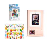 HP Sprocket Cabina fotográfica Impresora instantánea de Color(Rosa) + Papel Zink (100 Hojas) + Fondo fotográfico de cumpleaños (1)