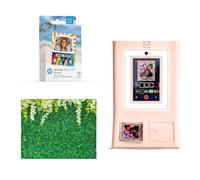 HP Sprocket Cabina fotográfica Impresora instantánea de Color (Rosa) + Papel Zink (100 Hojas) + Fondo fotográfico con Hojas (1)