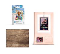HP Sprocket Cabina fotográfica Impresora instantánea de Color (Rosa) + Papel Zink (100 Hojas) + Fondo fotográfico con Pared de Madera Vintage (1)