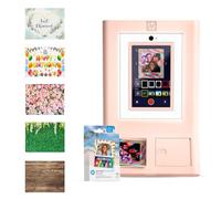HP Sprocket Cabina fotográfica Impresora instantánea de Color (Rosa) + Papel Zink (100 Hojas) + Fondos fotográficos (5)