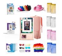 HP Sprocket Cabina fotográfica Impresora instantánea de Color (Rosa) + Papel Zink (100 Hojas) + Gafas (6) + Boas (6) + Sombrero Rosa (1) y más