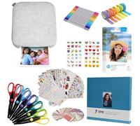 HP Sprocket Impresora fotográfica instantánea de 3 x 4 - Kit: 20 Unidades de Papel Zink, Tijeras, álbum de Recortes, marcadores, Juegos de Pegatinas