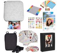 HP Sprocket - Impresora fotográfica instantánea de 3 x 4 - Kit: 50 unidades de papel Zink, estuche, álbum de fotos, marcadores, juegos de pegatinas