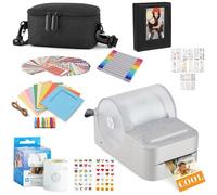 HP Sprocket Panorama Paquete de Regalo con Impresora fotográfica y de Etiquetas en Color portátil instantánea (Gris) con Estuche, Rollo Zink, álbum de Fotos, marcadores, Pegatinas y Marcos