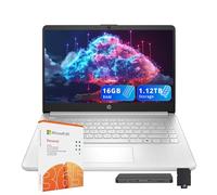 HP Stream Laptop de 14 pulgadas para estudiantes y negocios, procesador Intel N150, 16 GB de RAM, 1.12 TB de almacenamiento (128 GB UFS+1 TB estación de acoplamiento), Wi-Fi 6, 1 año Office 365