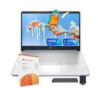 HP Stream Laptop HD de 14 pulgadas, procesador Intel N150, 16 GB de RAM, 1.16 TB de almacenamiento (128 GB UFS+1.03 TB de estación de acoplamiento), gráficos Intel, cámara web, Wi-Fi 6, 1 año Office
