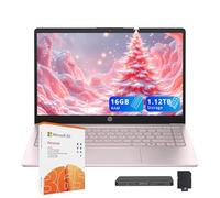 HP Stream Laptop HD de 14 pulgadas, procesador Intel N150, 16 GB de RAM, 1.16 TB de almacenamiento (128 GB UFS+1.03 TB de estación de acoplamiento), gráficos Intel, cámara web, Wi-Fi 6, 1 año Office