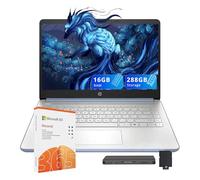 HP Stream Laptop HD de 14 pulgadas, procesador Intel N150, 16 GB de RAM, 288 GB de almacenamiento (SSD de 128 GB + juego de estación de acoplamiento de 160 GB), gráficos Intel, 1 año Office 365