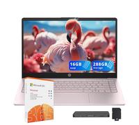 HP Stream Laptop ultraligera de 14 pulgadas para estudiantes y negocios, procesador Intel N150, 16 GB de RAM, 288 GB de almacenamiento (128 GB UFS+160 GB de estación de acoplamiento), 1 año Office 365