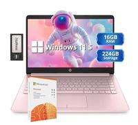 HP Stream - Portátil ligero HD de 14 pulgadas, Intel Celeron N4120, 16 GB de RAM, 224 GB de almacenamiento (64 GB eMMC + estación de acoplamiento de 160 GB), gráficos Intel UHD, cámara web HD, 1 año