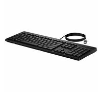 HP Teclado con cable 125 - Conectividad de cable - Interfaz USB tipo A - Teclas de acceso rápido Copilot - Windows 11, Windows 10 - PC - Plástico reciclado - Interruptor de llave de émbolo - Negro