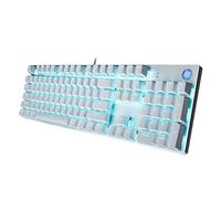 HP Teclado mecánico con Cable GK400F, Teclas ABS con Panel metálico, 104 Teclas para Juegos y Uso Comercial, Interruptor marrón, Compatible con Escritorio y portátil, Plateado