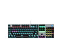HP Teclado mecánico GK400F con cable, teclas ABS de panel de metal, 104 teclas para juegos y uso comercial, interruptor marrón, compatible con escritorio y portátil, color negro