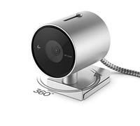 HP Webcam 950 4K Pro, Campo de visión de 103°, Reconocimiento facial, Corrección automática de brillo, Compatible con Zoom, Teams, Twitch, Youtube, Windows 11, Chrome y macOS, Plata