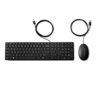 HP Wired Desktop 320MK Ratón y teclado・Tamaño completo (100%)・Con cable・USB・Negro・Ratón incluido (9SR36AA) -