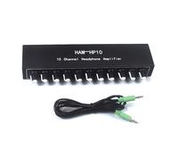 HP10 - Amplificador de auriculares estéreo de 10 vías para mezcla auditiva profesional con 1 entrada y 10 salidas, mezclador de estudio en casa de múltiples canales