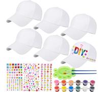 Hpbaggy 6 Piezas DIY Gorras de Béisbol,Niño Gorras de Béisbol en Blanco | Gorra de Béisbols de Dibujo Creativo para Niños,Gorra Blancas Niños para Pintar,Regalos de Cumpleaños para Niño