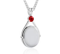 Hpbaggy Collar Sirena Colgante De Concha De Sirena Con Platino Plateado Zirconia Cúbica Camafeo Pendant Regalo Para Las Mujeres Para El Cumpleaños (Rojo)