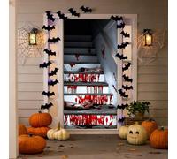 Hpbaggy Cortina de Puerta de Halloween, Telón de Fondo de Tela para Puerta de Halloween, Decoración Horror, para Puertas, Ventanas y Paredes, Decoración Interior y Exterior
