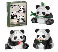 Hpbaggy Juego de Bloques de Construcción 3 en 1,Panda Mini Building Blocks,Panda Bloques Construccion,Panda Micro Building Blocks Traje,Micro Bloques de Construcción Juguetes Kit