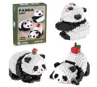 Hpbaggy Juego de Bloques de Construcción 3 en 1,Panda Mini Building Blocks,Panda Bloques Construccion,Panda Micro Building Blocks Traje,Micro Bloques de Construcción Juguetes Kit