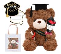 Hpbaggy Osito de Peluche Graduación,Osito de Examen,Oso de Peluche con Diploma y Sombrero de Graduado,Regalos para graduacion,Examen Aprobado Bachiller,con Tarjeta,Bolsa de Regalo