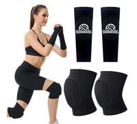 Hpbaggy Voleibol Accesorios, 1 Par Antebrazo Voleibol + 1 Par Rodilleras para Voleibol, Rodilleras Elásticas Antideslizantes para Danza, fútbol, Voleibol, Baloncesto, Yoga