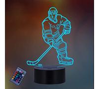 HPBN8 Ltd 3D Hockey Sobre Hielo Ilusión Lámpara Luz Nocturna 7/16 Colores Cambiantes Control Remoto USB de Suministro de Energía Juguetes Decoración Regalo de Cumpleaños Navidad