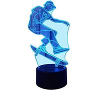 HPBN8 Ltd 3D Ilusión Optica Skate Luz Nocturna 7 Colores Cambio de Botón Táctil USB de Suministro de Energía LED Lámpara de Mesa Lámpara Regalo de Cumpleaños Navidad