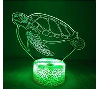 HPBN8 Ltd 3D Ilusión Optica Tortugas Marinas Luz Nocturna 7 Colores Cambio de Botón Táctil USB de Suministro de Energía LED Lámpara de Mesa Lámpara Regalo de Cumpleaños Navidad
