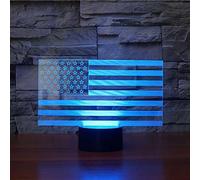 HPBN8 Ltd Creativo 3D Bandera americana Luz Nocturna ilusión Optica Lámpara 7 Colores Cambiantes Touch Switch USB Power Juguetes Decoración Navidad Cumpleaños Regalo