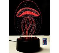 HPBN8 Ltd Ilusión Optica 3D Medusa Luz Nocturna Led Lámpara 7/16 Colores Control Remoto USB Power Juguetes Decoración Navidad Cumpleaños Regalo
