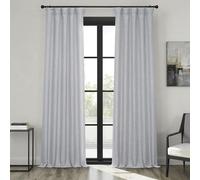 HPD Half Price Drapes BOCH-LN185-P Cortina de lino sintético de oscurecimiento de habitación, para dormitorio y sala de estar, 1 panel, ancho pulgadas de largo, gris jaspeado, W 50" x L 84" (1 Panels)