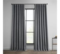 HPD Half Price Drapes BOCH-LN185-P Cortina de lino sintético de oscurecimiento de habitación, para dormitorio y sala de estar, 1 panel, ancho pulgadas de largo, grava oscura, W 50" x L 108" (1 Panels)