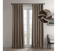 HPD Half Price Drapes BOCH-LN185-P - Cortinas de Lino sintético para oscurecer la habitación (1 Panel), 50 x 96, Cacao holandés