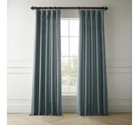 HPD Half Price Drapes Cortinas de Lino Italiano para Dormitorio y Sala de Estar, Cortina de oscurecimiento de habitación (1 Panel), 50 Pulgadas de Ancho x 120 Pulgadas de Largo, Azul Suecia