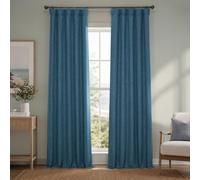 HPD Half Price Drapes - Cortinas de Lino sintético texturizadas, 1 Panel, 127 x 213 cm (Ancho x Largo), Cortinas de oscurecimiento para salón y Dormitorio, decoración del hogar, Color Azul