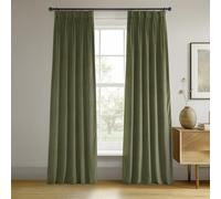 HPD Half Price Drapes Cortinas Opacas de Terciopelo, 120 Pulgadas de Largo, 1 Panel de Cortina Opaca Plisada para Sala de Estar y Dormitorio, 25 Pulgadas de Ancho x 120 Pulgadas de Largo, Verde