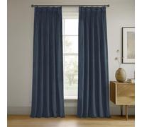 HPD Half Price Drapes Cortinas Opacas de Terciopelo, 274 cm de Largo, 1 Panel, Cortina Opaca Plisada para Sala de Estar y Dormitorio, 25 Pulgadas de Ancho x 108 Pulgadas de Largo, Azul Medianoche