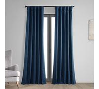 HPD Half Price Drapes Cortinas Opacas Vintage para Dormitorio, Cortina de 1 Panel con Tejido de Lino Cruzado térmico Que bloquea la luz por Completo (1,3 m de Ancho x 2,1 m de Largo), Color índigo