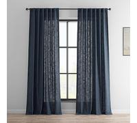 HPD Half Price Drapes FHLCH-VET200213-108 - Cortina de Lino Pesado (1 Panel), Color Azul Marino británico