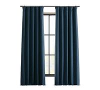 HPD Half Price Drapes FLCH-FMBO20103-96 - Cortinas Opacas sólidas con Aislamiento térmico para Dormitorio, 50 x 96 Pulgadas, Cortina de Lino para Ventana (1 Panel), Azul Voyager, 50 x 96 Pulgadas