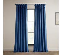 HPD Half Price Drapes Heritage Cortinas de Terciopelo Suave, Opacas, para Dormitorio y salón, 127 cm de Ancho x 244 cm de Largo, 1 Panel, Azul (Pisces Blue)