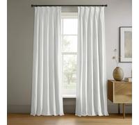 HPD Half Price Drapes Signature - Cortinas Opacas de Terciopelo para Dormitorio de 25 x 96 Pulgadas, Plisadas, VPCH-202102-96-FP (1 Panel), Color Blanco primario