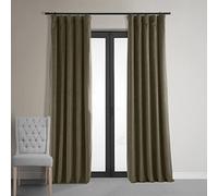 HPD Half Price Drapes Signature VPCH-181200-120 - Cortinas Opacas de Terciopelo para Dormitorio, 50 x 120 Pulgadas (1 Panel), Color Topo Denver