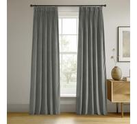 HPD Half Price Drapes VPCH-FP-P Terciopelo, 1 Panel, Cortina Opaca Plisada para Sala de Estar y Dormitorio, 25 Ancho x 120 Pulgadas de Largo, Color Gris Plateado, 25 X 120