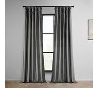 HPD Half Price Drapes VPYC-P Cortina de Terciopelo de Felpa Heritage, Poliéster, Destiny Grey, W 50" x L 96" (1 Panels)