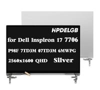 HPDELGB Pantalla táctil LCD de repuesto para Dell Inspiron 17 7706 2 en 1 P98F 7TD3M 07TD3M 6MWPG 06MWPG HV2FM 0HV2FM 9K09H 09K09H 0MFVDP MFVDP QHD 2560×1600 LCD pantalla táctil plateada