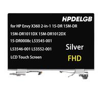 HPDELGB Repuesto para HP Envy X360 2 en 1 15-DR 15M-DR 15M-DR1011DX 15M-DR1012DX 15-DR0008c L53545-001 L53546-001 L53552-001 FHD LCD pantalla digitalizadora Montaje Plata